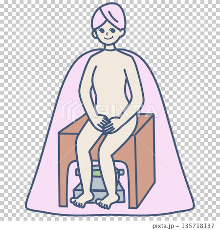 よもぎ蒸しをする女性のイラスト素材 135718137