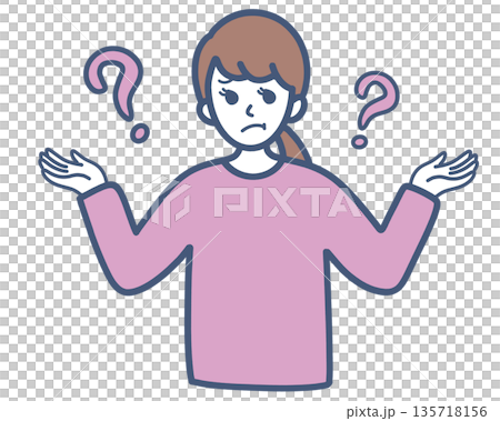 有疑惑的女人插畫素材 有疑惑的女人插畫素材 135718156