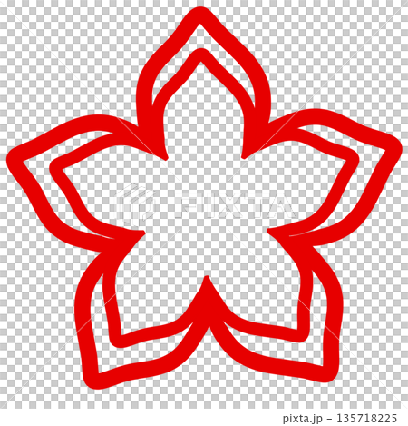 Red five-petal flower frame 135718225