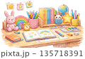 子ども部屋のファンシーな机のイラスト 135718391