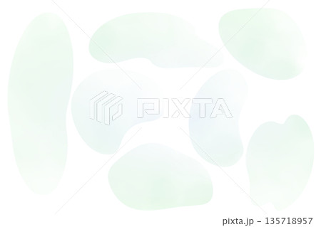 水彩風フレーム　黄緑色　液体シェイプ　シンプル　png白バック 135718957