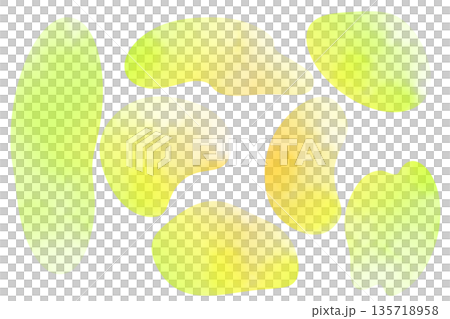 水彩風フレーム　黄色　黄緑色　液体シェイプ　シンプル　png白バック 135718958