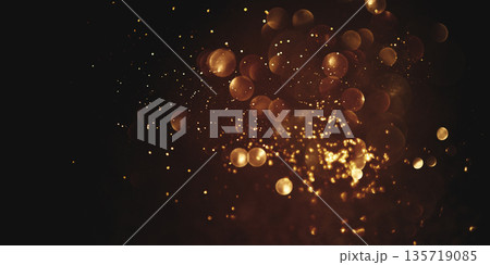 Golden abstract bokeh on black background. 135719085