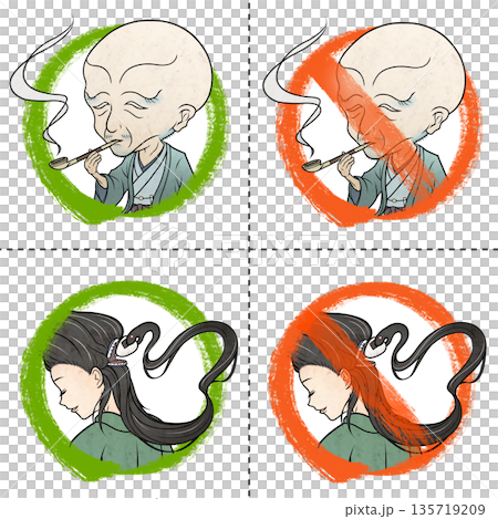 Yokai etiquette signs 135719209