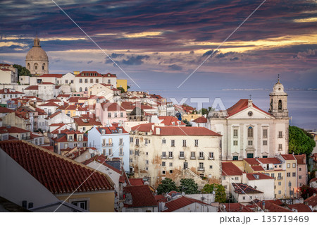 Sunset View from Miradouro das Portas do Sol in Lisbon Sunset View from Miradouro das Portas do Sol in Lisbon 135719469