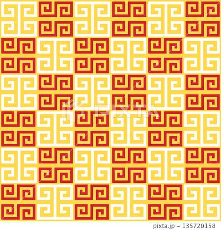 Seamless Chinese Geometric Pattern in Red Yellow and White Seamless Chinese Geometric Pattern in Red Yellow and White 135720158