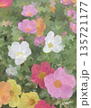 五色の花が咲き乱れる庭園 デジタルアート風の色彩豊かなモザイク背景と可憐な草花素材 135721177
