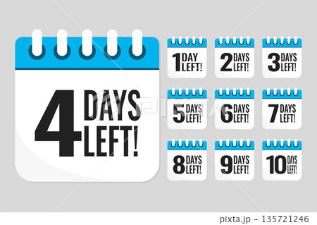 Countdown daily page calendar icon - 4 days left Countdown daily page calendar icon - 4 days left 135721246