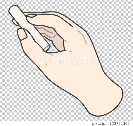 白いチョークを持つ右手のイラスト 135721362