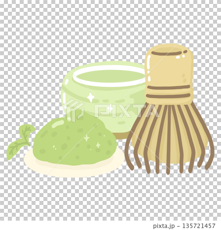 Matcha Tea Set Illustration 135721457