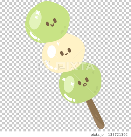 Cute Matcha Dango Illustration 135721592