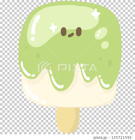 Cute Matcha Ice Cream Illustration Cute Matcha Ice Cream Illustration 135721593