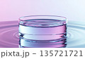 3D render of close-up water meniscus forming curved surface in container, physics of liquids, mauve tones 135721721
