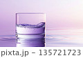 3D minimalist scene showing water meniscus at glass edge, fluid mechanics visualization, soft mauve hues, precision science illustration 135721723