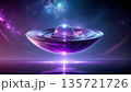 3D illustration of abstract water meniscus shape floating in space, surface tension concept, mauve lighting, modern scientific aesthetic 135721726
