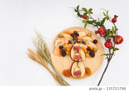 Tu bishvat holiday fruit platter with seven species Tu bishvat holiday fruit platter with seven species 135721798