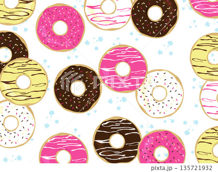ポップでかわいいドーナッツの背景 135721932