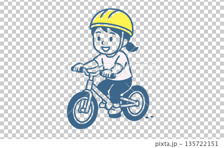 ヘルメットを被って自転車に乗る笑顔の女の子(交通安全・子供・習い事・外遊び・サイクリング) ヘルメットを被って自転車に乗る笑顔の女の子(交通安全・子供・習い事・外遊び・サイクリング) 135722151