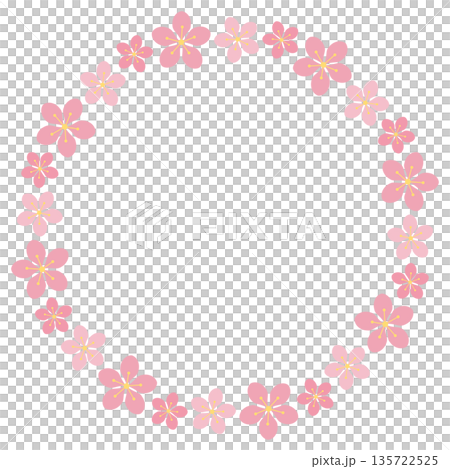 Cute cherry blossom circular frame pink 135722525