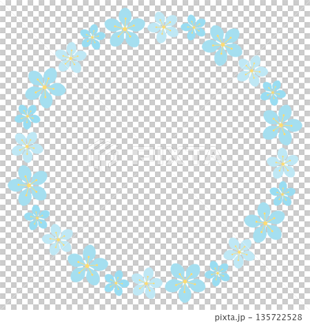 Cute cherry blossom circular frame in blue 135722528