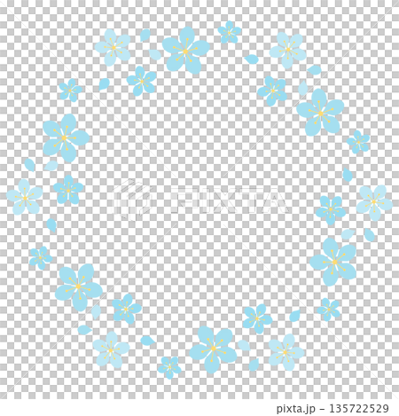 Cute cherry blossom hexagonal frame in blue 135722529