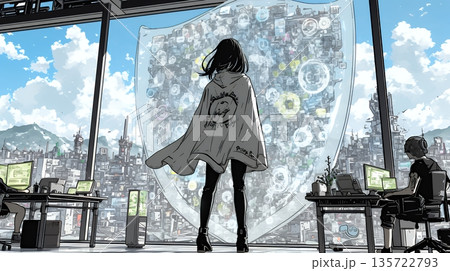 プライバシー・ポリシーやセキュリティー・ポリシーを表す堅牢な門と門番のイメージ