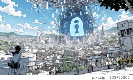 プライバシー・ポリシーやセキュリティー・ポリシーを表す堅牢な門と門番のイメージ