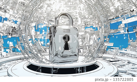 プライバシー・ポリシーやセキュリティー・ポリシーを表す堅牢な門と門番のイメージ