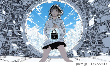 プライバシー・ポリシーやセキュリティー・ポリシーを表す堅牢な門と門番のイメージ