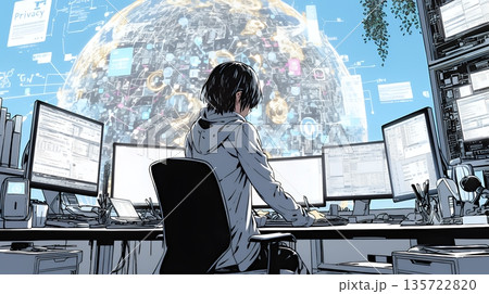 プライバシー・ポリシーやセキュリティー・ポリシーを表す堅牢な門と門番のイメージ