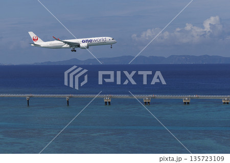 沖縄の海とJALエアバスA350 沖縄の海とJALエアバスA350 135723109