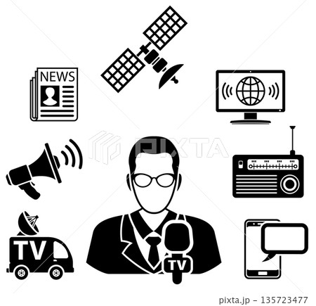 Media and News Icons Set 135723477