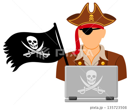 Piracy Concept with Pirate Icon Piracy Concept with Pirate Icon 135723508