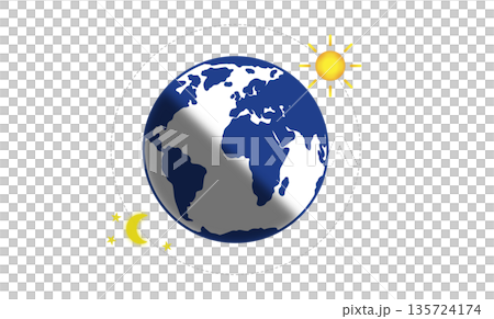 Illustration of Earth rotation showing day and night cycle with sunlight and darkness, explaining planet movement, time zones, astronomy basics, global science education, geography concept learning Illustration of Earth rotation showing day and night cycle with sunlight and darkness, explaining planet movement, time zones, astronomy basics, global science education, geography concept learning 135724174
