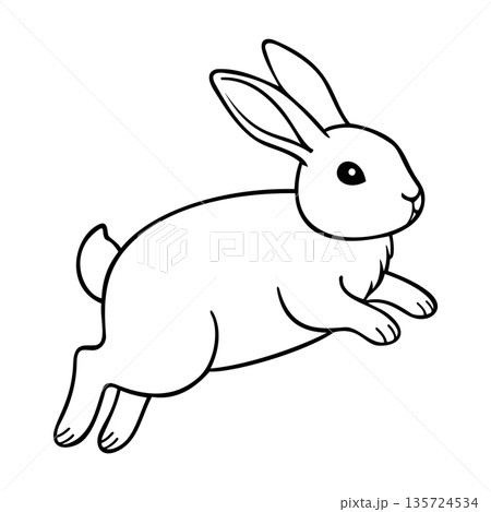 Line Jumping Rabbit Illustration Character Vector Logo Template 135724534