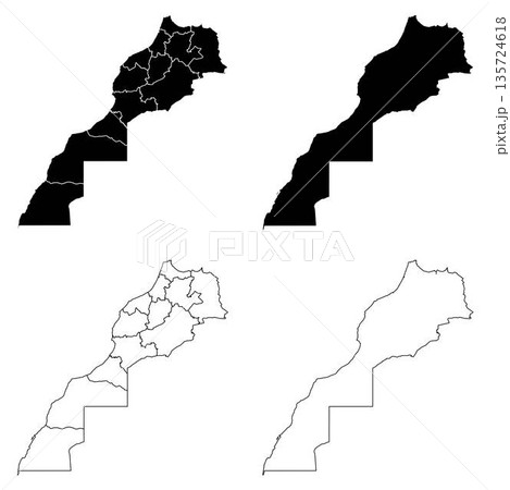 Morocco Outline and Solid Fill Map Set. Morocco Outline and Solid Fill Map Set. 135724618