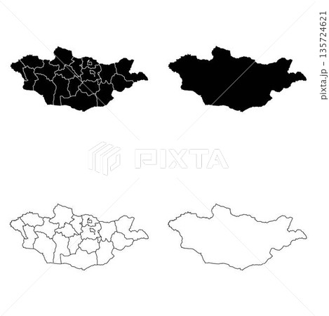 Mongolia Outline and Solid Fill Map Set. Mongolia Outline and Solid Fill Map Set. 135724621