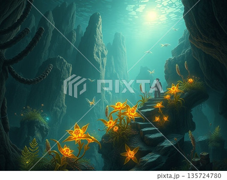 水中に漂う光るなにか 135724780