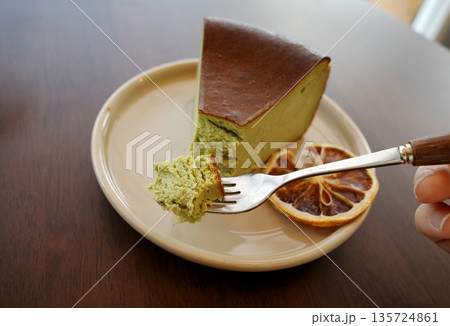 korea cafe matcha making toast with butter and green tea korea cafe matcha making toast with butter and green tea 135724861