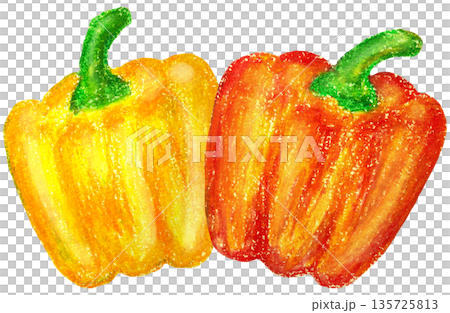 紅黃辣椒油畫棒畫 135725813