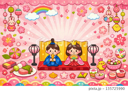 ひなまつり 背景素材 桃の節句 イラスト ひなまつり 背景素材 桃の節句 イラスト 135725990