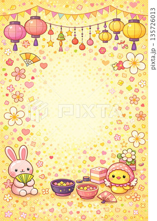 ひなまつり　背景素材　桃の節句　イラスト 135726013