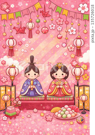 ひなまつり　背景素材　桃の節句　イラスト 135726018