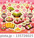 ひなまつり　背景素材　桃の節句　イラスト 135726025