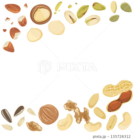 ナッツの背景イラスト シンプルなベクター食材素材 135726312