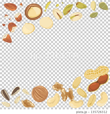 ナッツの背景イラスト シンプルなベクター食材素材 135726312