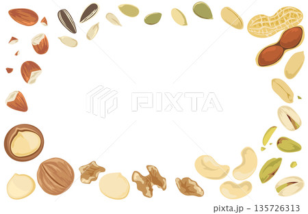 ナッツの背景イラスト シンプルなベクター食材素材 135726313