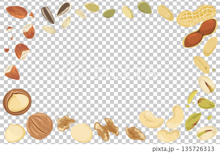 ナッツの背景イラスト シンプルなベクター食材素材 135726313