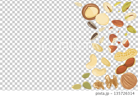 ナッツの背景イラスト シンプルなベクター食材素材 ナッツの背景イラスト シンプルなベクター食材素材 135726314