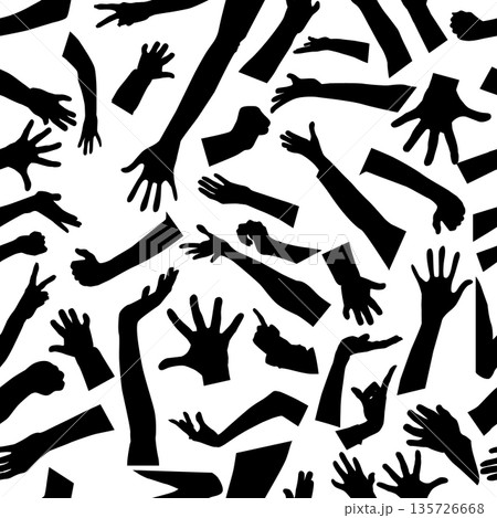 Seamless background of people's hands. Stock vector illustration. hand drawn. Not AI. Seamless background of people's hands. Stock vector illustration. hand drawn. Not AI. 135726668